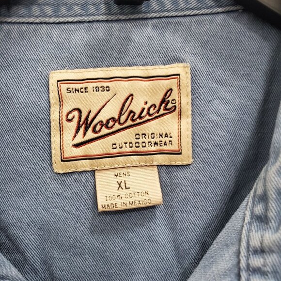 Woolrich Men's Distressed Chambray Denim Button Front Shirt Size XL - Picture 4 of 5